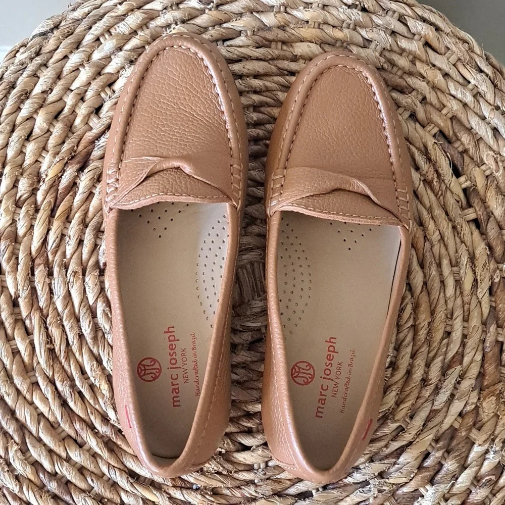 Marc Joseph New York Womens Claremont St. Brown Pebbled Leather Loafers S-6‎
